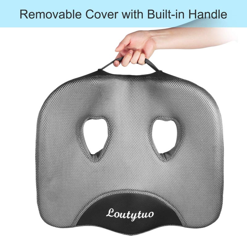 LOUTYTUO Seat Cushion Pillow,100% Memory Foam and Washable Cover,for Office Chair,Car Seat and Wheelchair,Tailbone & Sciatica & Back Pain Relief - Image 2
